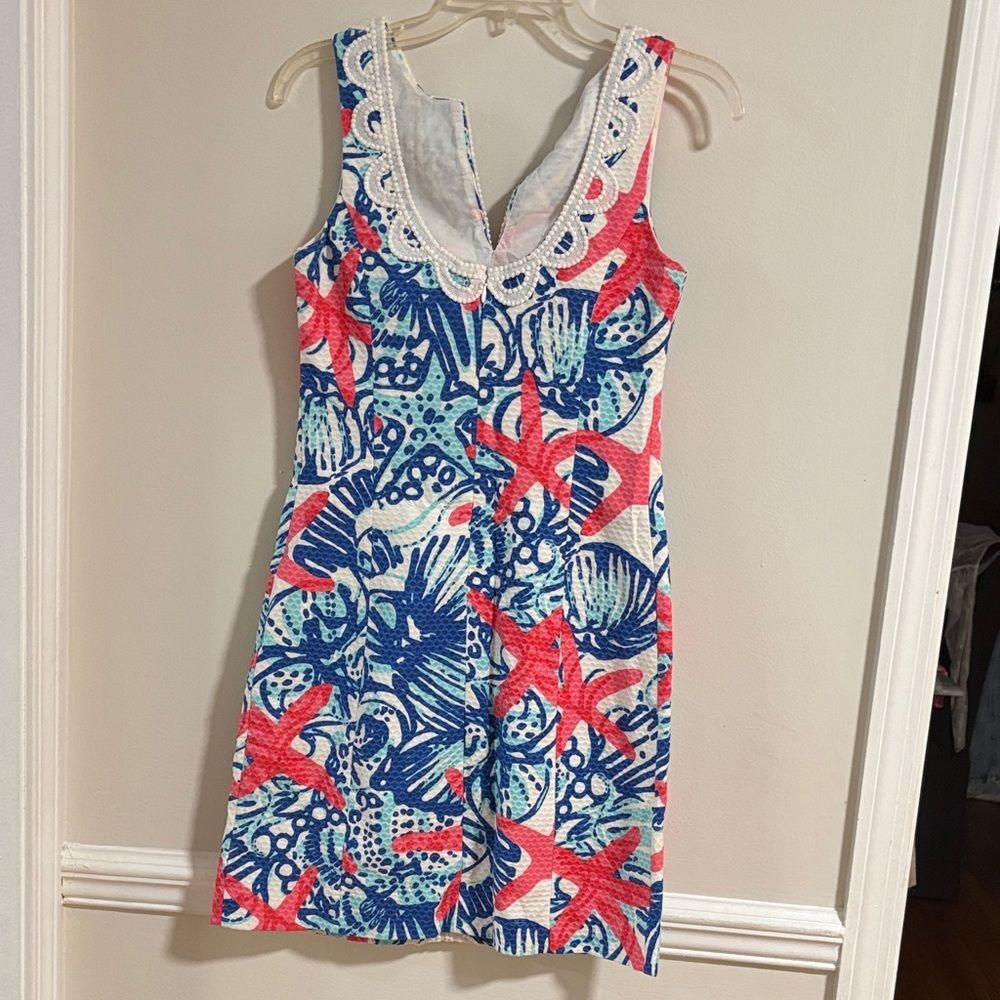 Lilly Pulitzer Janice Shift  She She Shells Coral, Navy & White 0